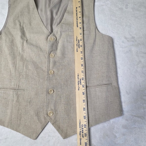Mage‎ Male Mens Medium Beige Linen Blend 5 Button Vest Formal Dance Wedding - Picture 5 of 9